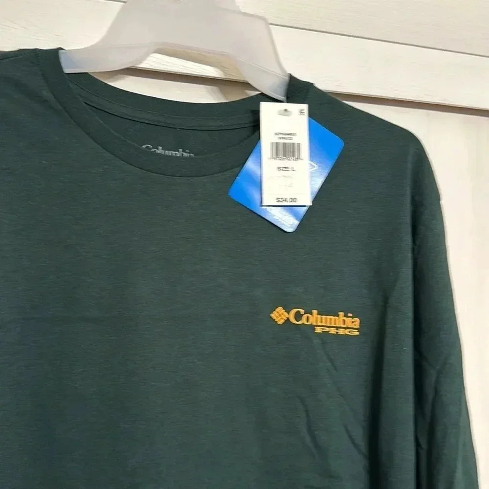 NWT columbia phg men’s long sleeve tshirt graphic size lg green